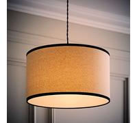 ValueLights | Eva Natural Linen Fabric with Black Trim Drum Light Shade (D) 35cm | Shades, Home Décor & Improvement Essential