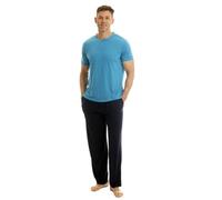 Light & Shade LSSET032L Men's PJ Crew Neck T-Shirt and Trousers Bottoms Pyjama Set, Blue, XL