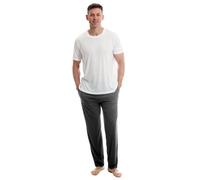 Light & Shade LSSET032L Men's PJ Crew Neck T-Shirt and Trousers Bottoms Pyjama Set, White, XXL