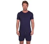 Light & Shade Men’s Cotton Pyjamas Set with Shorts & T-Shirt Breathable Lightweight Summer Nightwear with Pockets Comfortable Men’s Loungewear (Navy, S)