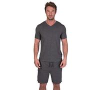 Light & Shade Men’s Cotton Pyjamas Set with Shorts & T-Shirt Breathable Lightweight Summer Nightwear with Pockets Comfortable Men’s Loungewear (Charcoal Marl, M)