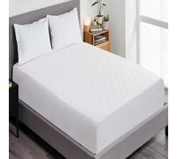 Light & Shade Microfiber Quilted Mattress Protector, Soft Breathable Anti-Allergy Fitted Mattress Cover, Stain Resistant & Durable Bed Protector, White, Single (90 X 190 + 30) CM
