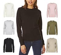 Light & Shade Womens Crew Neck Top Supersoft Knitted Jumper, Black, L