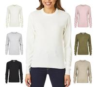 Light & Shade Womens Crew Neck Top Supersoft Knitted Jumper, Ivory, M
