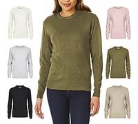 Light & Shade Womens Crew Neck Top Supersoft Knitted Jumper, Khaki, XL