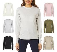 Light & Shade Womens Crew Neck Top Supersoft Knitted Jumper, Light Grey, M