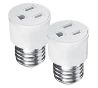 Light Socket Outlet Adapter, 3 Prong Light Socket Adapter, 2Pcs Easy to Install Plug, Professional Material for Home Garage Camera Porch, to Plug