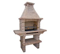 Light Stone Masonry Barbecue BBQ With Grill and Side Tables