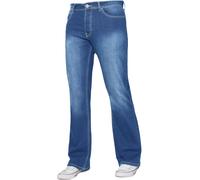 (Light Stonewash, 38R) Ze Enzo Mens Bootcut Jeans Wide Leg Flared Denim Pants