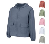 Light Summer Jacket Women Women's Lightweight Waterproof Rain Jackets Outdoor Golf Packable Hooded Raincoats with Pocket Quick Dry Windproof Casual Zipper Windbreaker Hood Navy