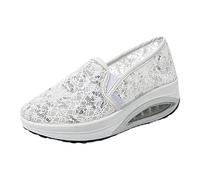 Light Summer Style Hollow Out Rocking Shoes For Women In The Mesh Breathable Casual With Air Cushioned Soft Soles (White, 5) Everyday Wear