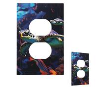Light Switch Cover A colorful tropical sea turtle Wall Plate 1 Gang Switch Plate Covers Decorative Outlet Cover Electrical Receptacle Faceplate for Bathroom Kitchen Decor Wall Plates 5" x 3"