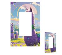 Light Switch Cover Love alpaca purple Wall Plate 1 Gang Switch Plate Covers Decorative Outlet Cover Electrical Receptacle Faceplate for Bathroom Kitchen Decor Wall Plates 5" x 3"