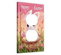 light switch cover plates easter bunny cute rabbit with colorful eggs spring holiday decoration thermoplastic wall plates single size duplex plug