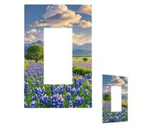Light Switch Cover Texas Bluebonnets Scenery Wall Plate 1 Gang Switch Plate Covers Decorative Outlet Cover Electrical Receptacle Faceplate for Bathroom Kitchen Decor Wall Plates 5" x 3"