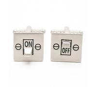 Light Switch Cufflinks - ON/OFF Onyx Art CK376 Mens Wedding Novelty Gift In Premier Life Packaging