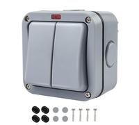 Light Switch Double Outdoor 2 Way Control Double Switch IP66 Garden Rainproof Wall Mounted Light Power Socket Smart Waterproof Outdoor Socket 20A