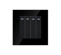 Light Switch,Light Push Button Switch 4 Gang Reset Switch Wallpad Pulse Momentary Contact Push Button Wall Light 16A(Black)