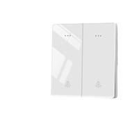 Light Switch,Light Push Button Switch White Glass Wall Square Switch Panel 16a Socket Large Light(2Gang)