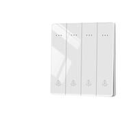 Light Switch,Light Push Button Switch White Glass Wall Square Switch Panel 16a Socket Large Light(4Gang)