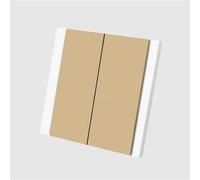 Light Switch, Light Switches On/Off Flame Retardant 2 Gang 1 Way Button Light Switch AC Spray Plastic Panel Classic Wall Embedded(C)