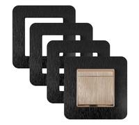 Light Switch Surround 4PCS Or 5PCS Self Adhesive Light Switch Cover Plates,Durable Resin & Aluminum Socket Surround,Finger Plates for Light Switches (4, Ebony Black)