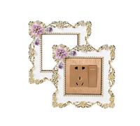 Light Switch Surround, Light Switch Cover Plates, Light Switch Covers, DWUENT 2Pcs Floral Gold and White Switch Plates Cover, 8.6x8.6cm Plastic Wall Switch Covers Plates for Home Decor