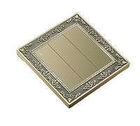 Light Switch Wall Panel On/Off Retro 1-3 Gang 2 Way Wall Light Push Button Switch Carved Green Bronze PC Panel for Household(3-Gang 2 Way Switch)