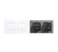 Light Switch Wall Panel On/Off Simple Style Crystal Glass Panel Double 1 2 3 4 Gang/Way Wall Light Push Button Switch 10A(3G1W 2G2W,Grey)
