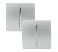 Trendi Switch 1 Gang 1 or 2 Way Platinum Silver Rocker Light Switch 2 Pack