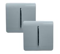 Trendi 1 Gang 2 Way Artistic Modern Glossy 10 Amp Rocker Tactile Light Switch Cool Grey (2 Pack)