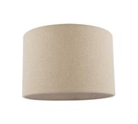 Light Taupe Oatmeal Natural Textured Linen Fabric Drum Lamp Shade with Cotton Lining | 30cm x 20cm | for Table or Pendant by Happy Homewares