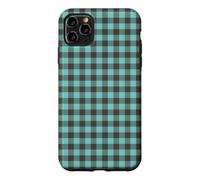 Light Teal and Brown Gingham Plaid Aesthetic Check Pattern Case for iPhone 11 Pro Max