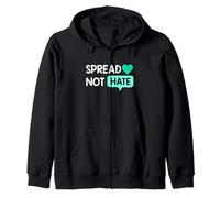 Light Teal Aqua Color Love Not Hate Teal Aqua Graphic Zip Hoodie