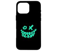 Light Teal Aqua Grunge Face Big Grin Light Teal Aqua Graphic Case for iPhone 16 Pro Max