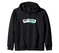 Light Teal Aqua Not Anti-Social, Anti-You Aqua Graphic Zip Hoodie