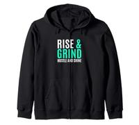 Light Teal Aqua Rise, Grind, Hustle, Shine Light Teal Aqua Zip Hoodie