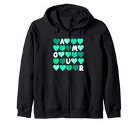 Light Teal Aqua Spell Out The Love Teal Aqua Graphic Zip Hoodie