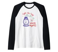 Light The Fall Warm Nights Lantern Design Raglan Baseball Tee