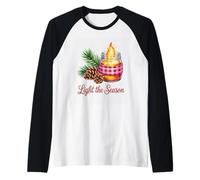 Light The Season Pine Jar Candle Art Raglan Baseball Tee