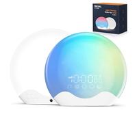 Light Therapy Lamp, Sunlight Lamp with 10,000 Lux, 20 Brightness & 4 Color Temperature, Dual Alarms & Snooze, 11 Atmosphere Lights and Sleep Aid