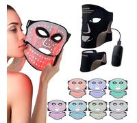 Light Therapy Mask for at Home Face Masks Skincare, 210 LEDs Light & Upgraded LED Neck Light Therapy Mask, 7 Colors Flexible Folding Led mask Light Therapy All Skin Types (Black Set)