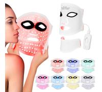 Light Therapy Mask for at Home Face Masks Skincare, 210 LEDs Light & Upgraded LED Neck Light Therapy Mask, 7 Colors Flexible Folding Led mask Light Therapy All Skin Types (White Set)