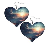 Light Through Clouds Leather Earrings for Women Heart Earring Lightweight Dangle Drop Earring Set Jewelry Gift