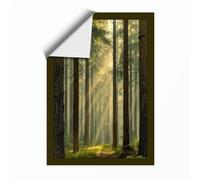 Light Through Forest Scandinavian Unframed Wall Art Print A4 (29.7×21cm), Wall Decor for Living Room, Bedroom, Office & Home, Art Gift