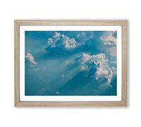 Light Through The Clouds Modern Art Framed Print | A3 Oak Framed Wall Art | Ready to Hang | Modern Landscape Picture | Living Room Bedroom Lounge Office