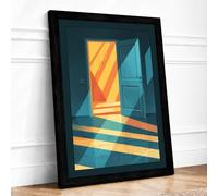 Light Through the Doorway Geometric Framed Wall Art Print A3 (42×29.7cm) Black, Wall Decor for Living Room, Bedroom, Office & Home, Ready to Hang, Art Gift
