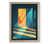 Light Through the Doorway Geometric Framed Wall Art Print A3 (42×29.7cm) Oak, Wall Decor for Living Room, Bedroom, Office & Home, Ready to Hang, Art Gift