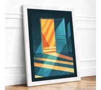 Light Through the Doorway Geometric Framed Wall Art Print A3 (42×29.7cm) White, Wall Decor for Living Room, Bedroom, Office & Home, Ready to Hang, Art Gift