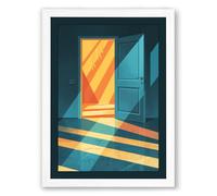 Light Through the Doorway Geometric Framed Wall Art Print A4 (29.7×21cm) White, Wall Decor for Living Room, Bedroom, Office & Home, Ready to Hang, Art Gift